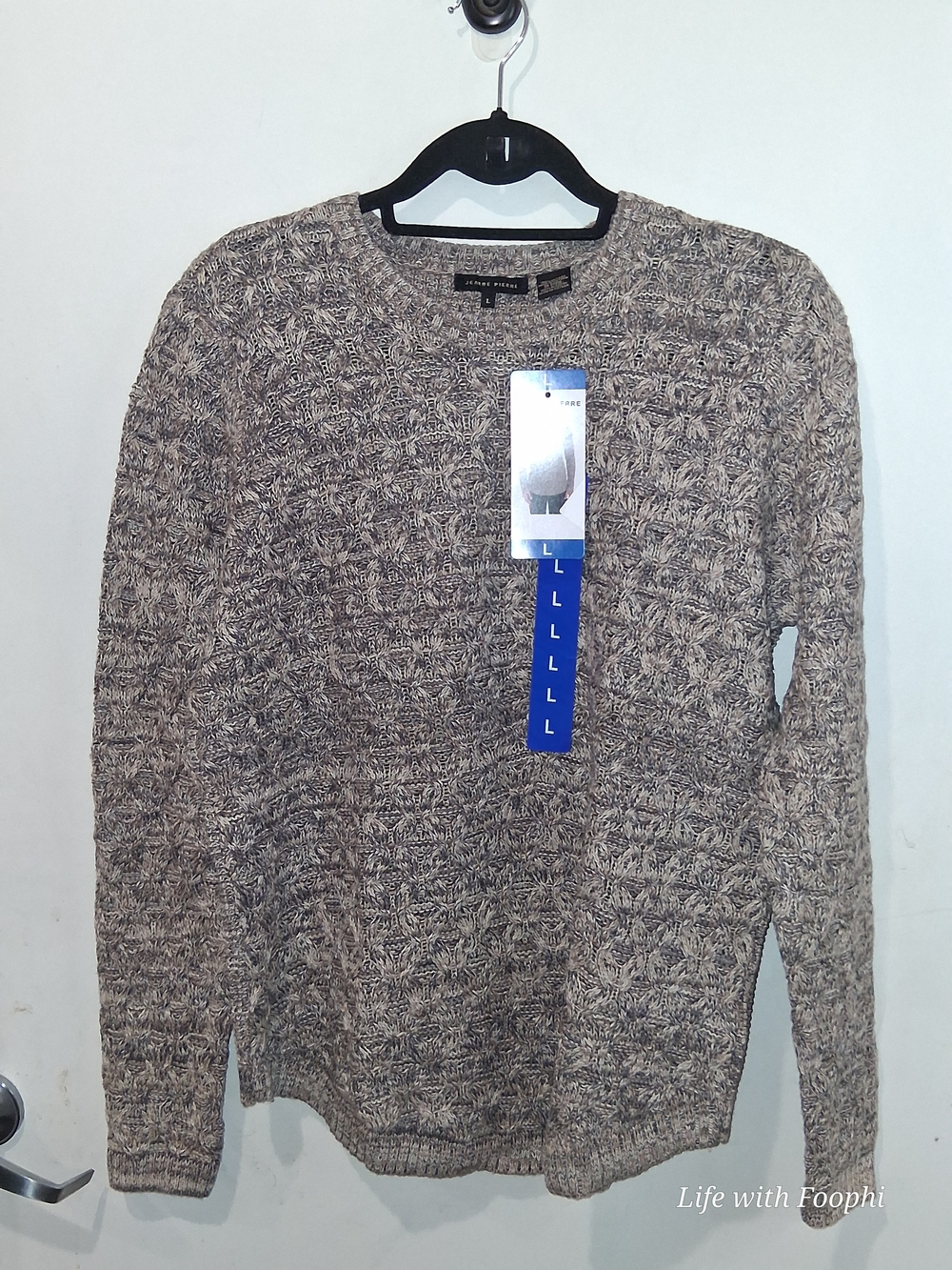 JEANNE PIERRE Men's Heathered Taupe Crewneck Sweater
